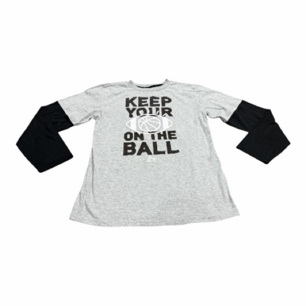RBX Boys Long Sleeve Shirt, Size 14-16, Basketball, Gray Black